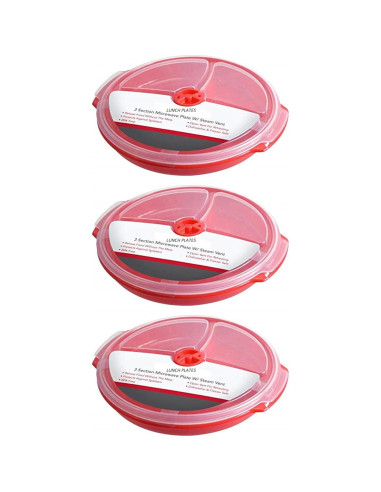 Contenedores de Almacenamiento de Alimentos AMBSS SYS - 3 Platos Divididos con Tapa Ventilada