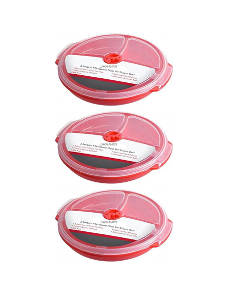 Contenedores de Almacenamiento de Alimentos AMBSS SYS - 3 Platos Divididos con Tapa Ventilada