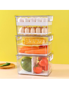 Contenedor de Huevos Apilable NUOBESTY 27.8x18x15.5cm Transparente 2