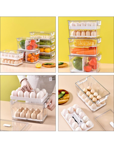 Contenedor de Huevos Apilable NUOBESTY 27.8x18x15.5cm Transparente