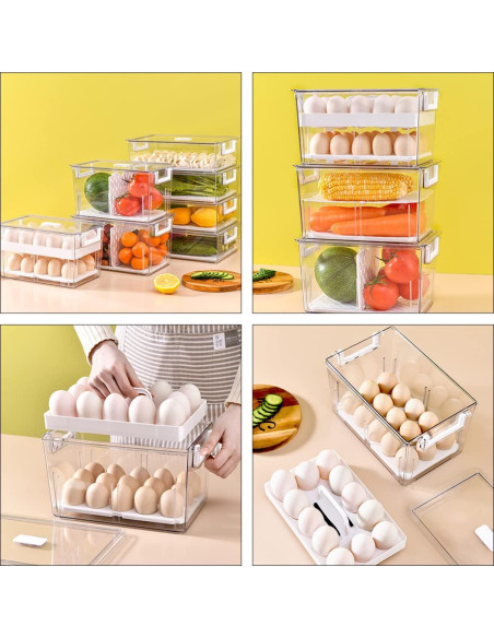 Contenedor de Huevos Apilable NUOBESTY 27.8x18x15.5cm Transparente