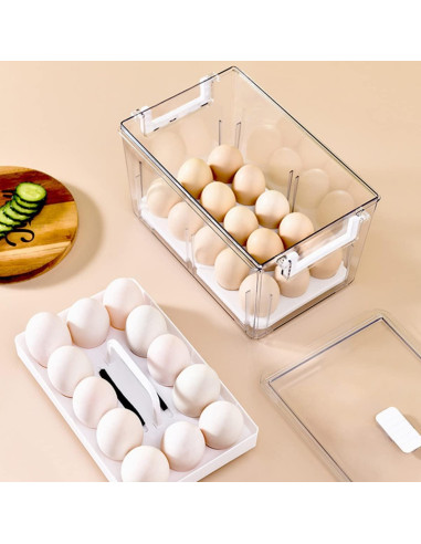 Contenedor de Huevos Apilable NUOBESTY 27.8x18x15.5cm Transparente