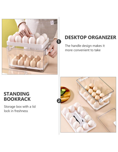 Contenedor de Huevos Apilable NUOBESTY 27.8x18x15.5cm Transparente