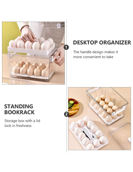 Contenedor de Huevos Apilable NUOBESTY 27.8x18x15.5cm Transparente