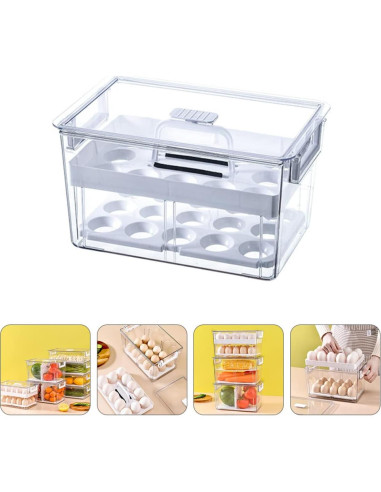 Contenedor de Huevos Apilable NUOBESTY 27.8x18x15.5cm Transparente
