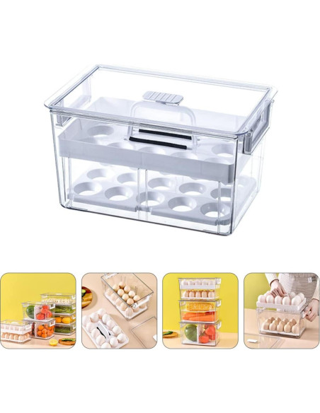 Contenedor de Huevos Apilable NUOBESTY 27.8x18x15.5cm Transparente