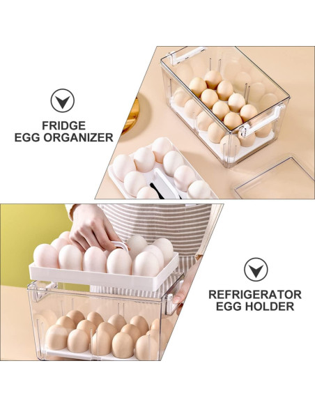 Contenedor de Huevos Apilable NUOBESTY 27.8x18x15.5cm Transparente