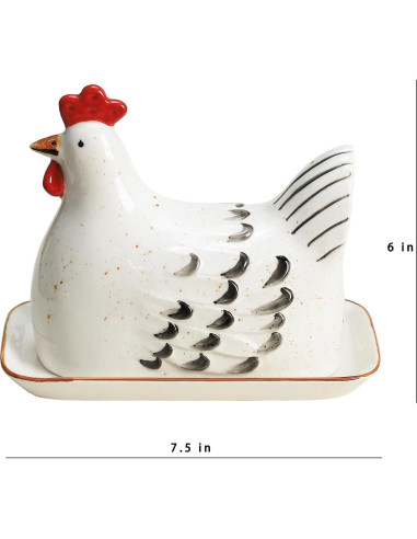Plato de Mantequilla Cerámica Retro Gallina Colias 0.89kg