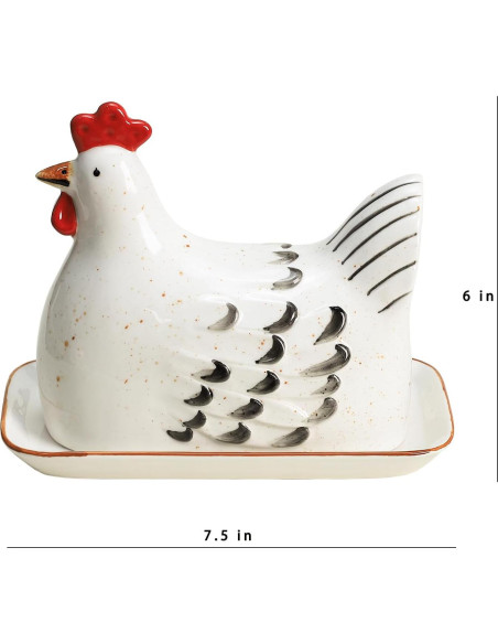 Plato de Mantequilla Cerámica Retro Gallina Colias 0.89kg