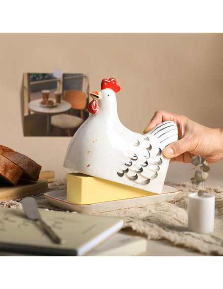 Plato de Mantequilla Cerámica Retro Gallina Colias 0.89kg