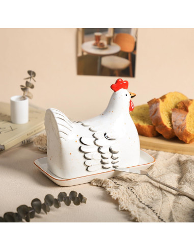Plato de Mantequilla Cerámica Retro Gallina Colias 0.89kg