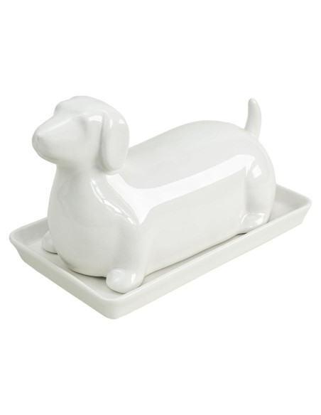 Plato de Mantequilla Cerámico Colias Wing 3D Perro Salchicha