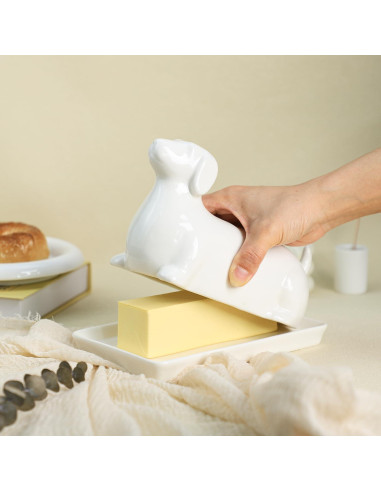 Plato de Mantequilla Cerámico Colias Wing 3D Perro Salchicha