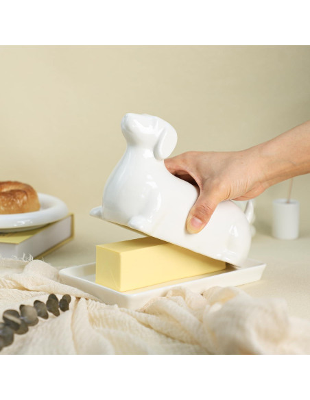 Plato de Mantequilla Cerámico Colias Wing 3D Perro Salchicha