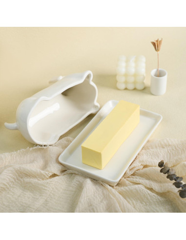 Plato de Mantequilla Cerámico Colias Wing 3D Perro Salchicha