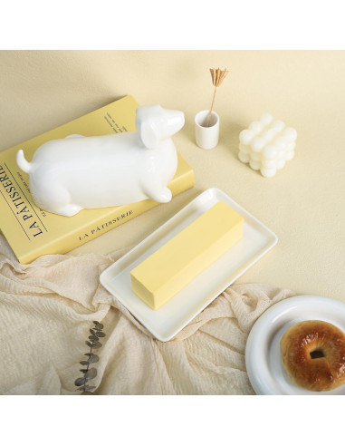 Plato de Mantequilla Cerámico Colias Wing 3D Perro Salchicha