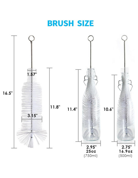 Cepillo Limpiabotellas FOLUNUE 41.91 cm Cuello Estrecho