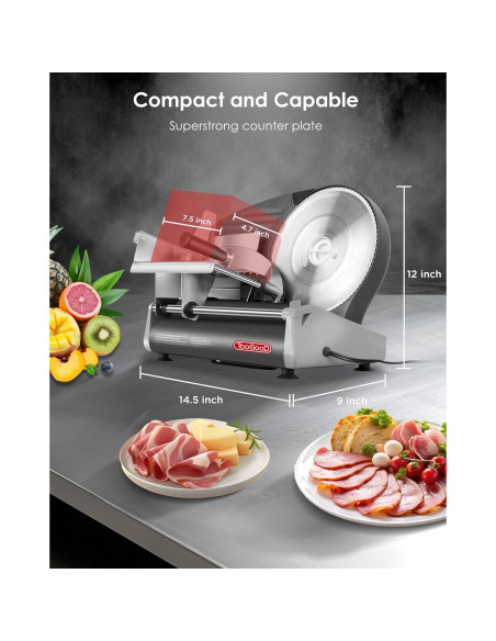 Cortadora de Carne Eléctrica TOOGOOD 8.7" Acero Inoxidable