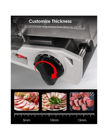 Cortadora de Carne Eléctrica TOOGOOD 8.7" Acero Inoxidable