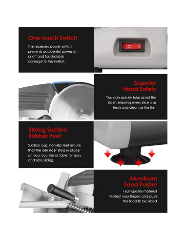 Cortadora de Carne Eléctrica TOOGOOD 8.7" Acero Inoxidable