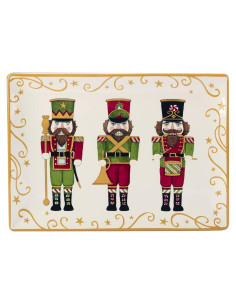 Plato Rectangular Cerámica Nutcracker Navidad 35.56x25.4 cm