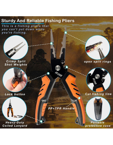 Kit de herramientas de pesca Selake 7 PCS - Pinzas, tijeras y más