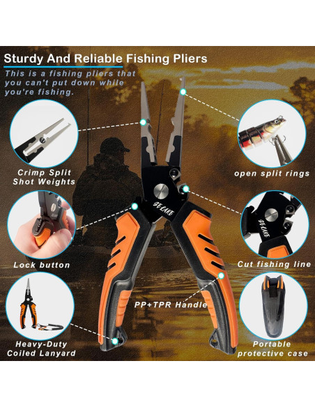 Kit de herramientas de pesca Selake 7 PCS - Pinzas, tijeras y más