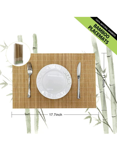 Juego de 8 Manteles de Bambú Antideslizantes ANDSTAR 45x30cm