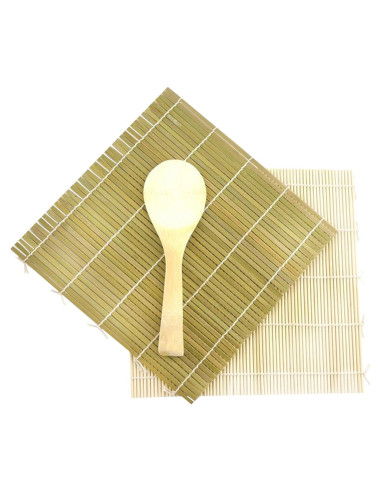 Kit de Sushi JapanBargain 3675 - Estera de Bambú y Cucharón