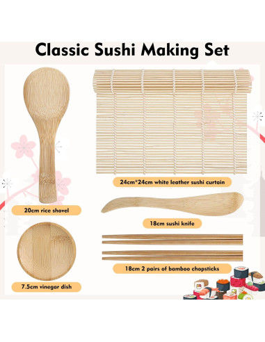 Kit de Hacer Sushi Guduling 6 Piezas de Bambú para Principiantes