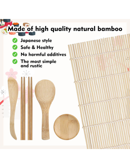Kit de Hacer Sushi Guduling 6 Piezas de Bambú para Principiantes