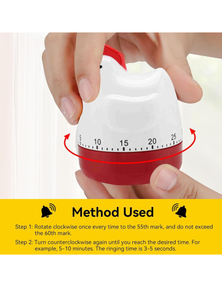 Temporizador de Cocina Mecánico HERCHR Gallina 60 Minutos