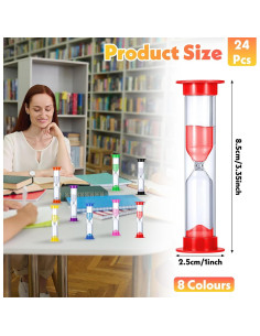 24 Relojes de Arena de 5 Minutos HOFURME Coloridos para Aula 2