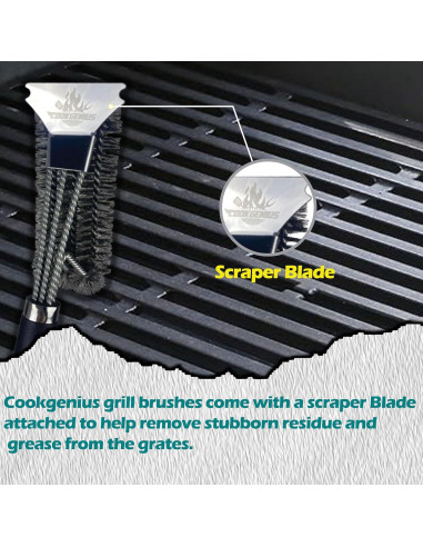 Cepillo y Raspador para Parrilla CookGenius - Sin Cerdas, 38.1x12.7cm
