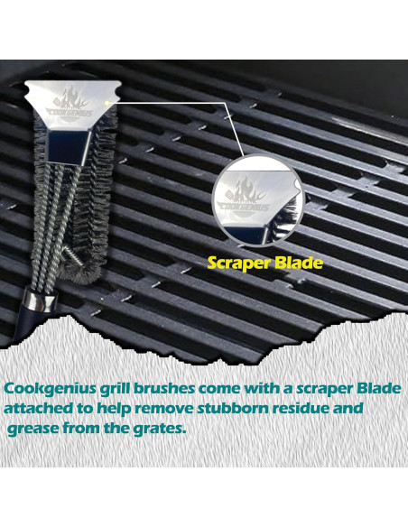Cepillo y Raspador para Parrilla CookGenius - Sin Cerdas, 38.1x12.7cm