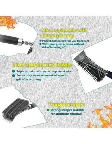 Cepillo y Raspador para Parrilla CookGenius - Sin Cerdas, 38.1x12.7cm
