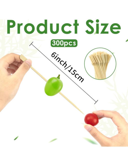 300 Pinchos de Bambú 15 cm para Aperitivos Libemskix