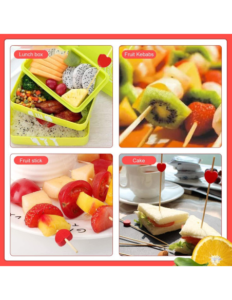 100 Palillos de Corazón Rojo Crafterlife 11.94 cm Madera Bambú