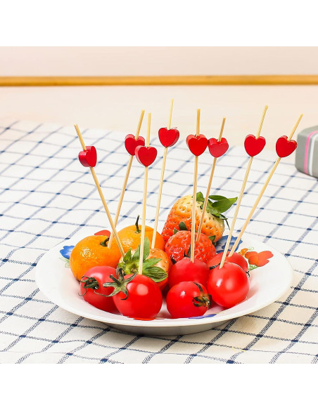 100 Palillos de Corazón Rojo Crafterlife 11.94 cm Madera Bambú