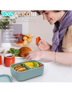 Caja Bento de Silicona Annaklin 24oz 2 Compartimentos Verde 2