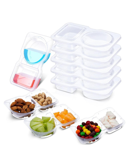 10 Contenedores de Snack Doble Compartimento Blushtier 15x9 cm