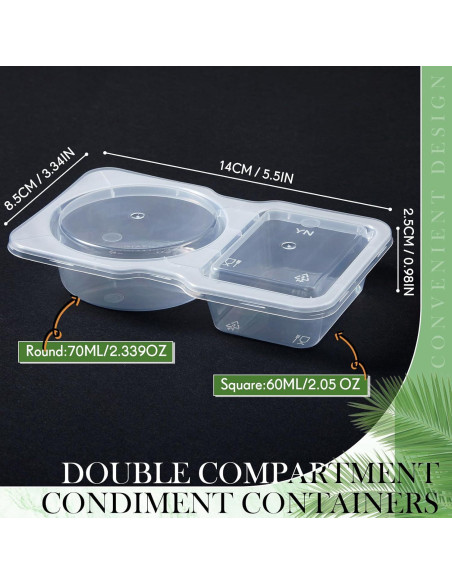 10 Contenedores de Snack Doble Compartimento Blushtier 15x9 cm