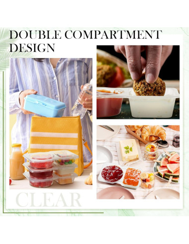 10 Contenedores de Snack Doble Compartimento Blushtier 15x9 cm