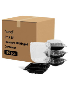 Contenedor con bisagra Karat Premium 20.32cm 3 compartimentos