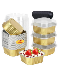 Moldes Mini para Pasteles de Aluminio LNYZQUS 80 Pack 5oz