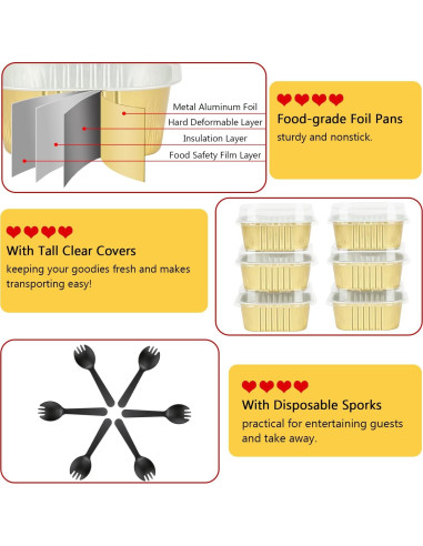 Moldes Mini para Pasteles de Aluminio LNYZQUS 80 Pack 5oz