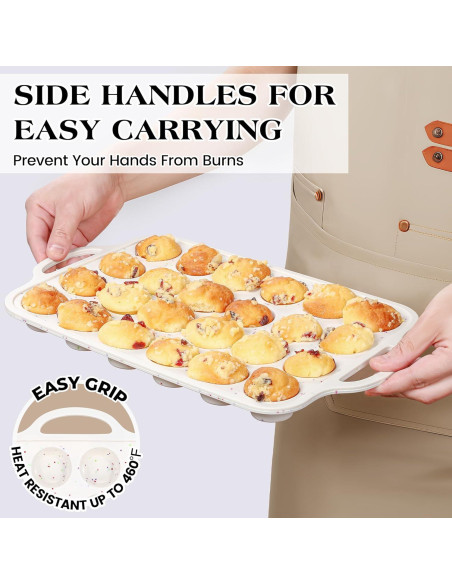 Molde Mini para Muffin AOTASO 24 Tazas Silicona Crema