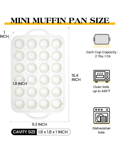 Molde Mini para Muffin AOTASO 24 Tazas Silicona Crema