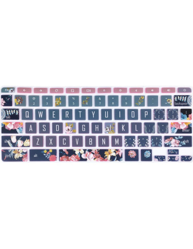Funda de Teclado Silicona SANFORIN 14" HP Chromebook Flor Roja
