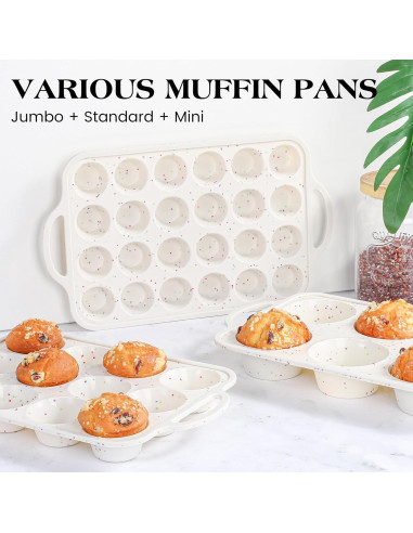 Molde Mini para Muffin AOTASO 24 Tazas Silicona Crema